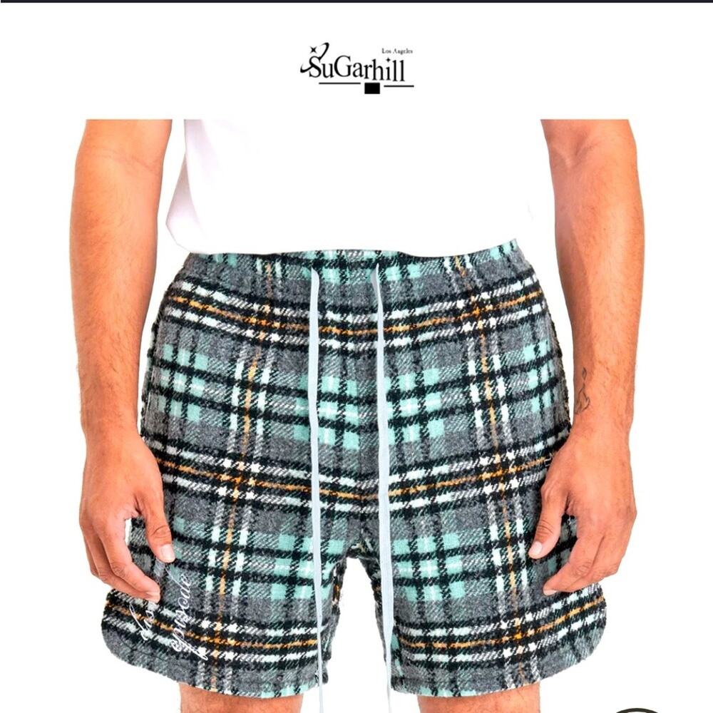 SUGARHILL MEMORY LOSS WOVEN MINT PLAID MENS SIZE XS SHORT